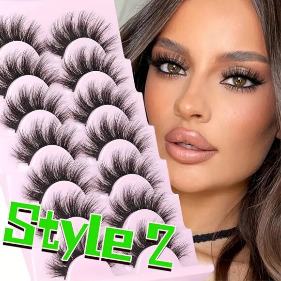 21 Pairs Natural Faux Mink False Eyelashes Fluffy Thick 3 Styles 5D Cat Eye - Picture 5 of 7